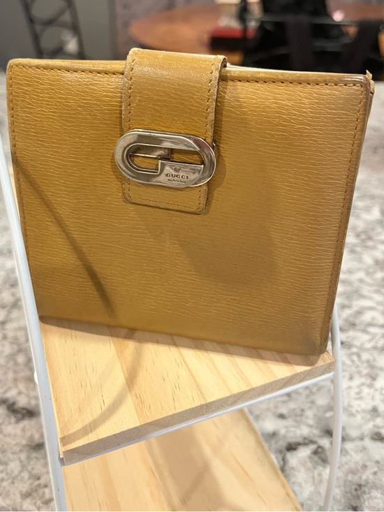 Gucci Handbags - Gucci Dijon Yellow Leather Bifold Wallet with Silver-Tone Logo